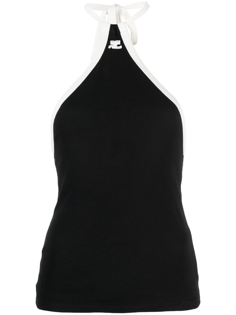 Courrèges embroidered-logo halterneck top - Black von Courrèges