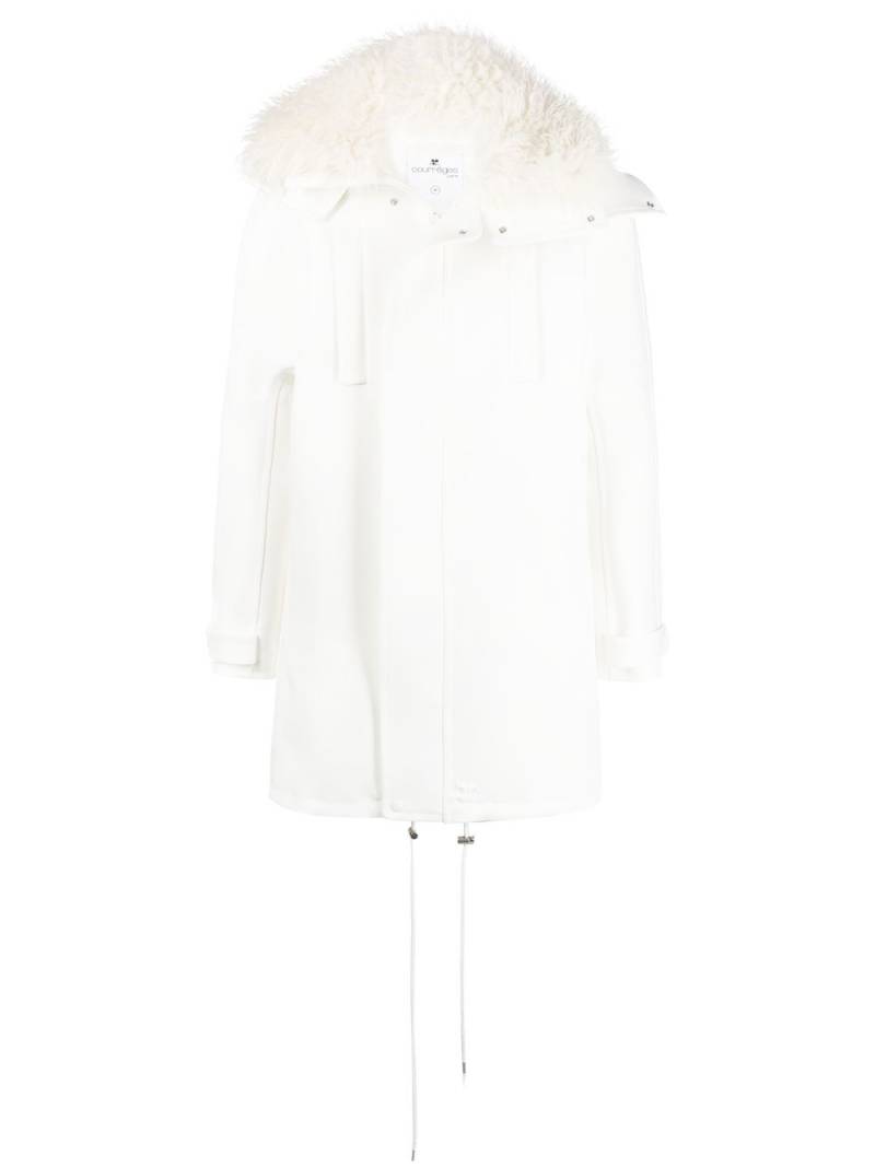 Courrèges faux-fur trim coat - White von Courrèges