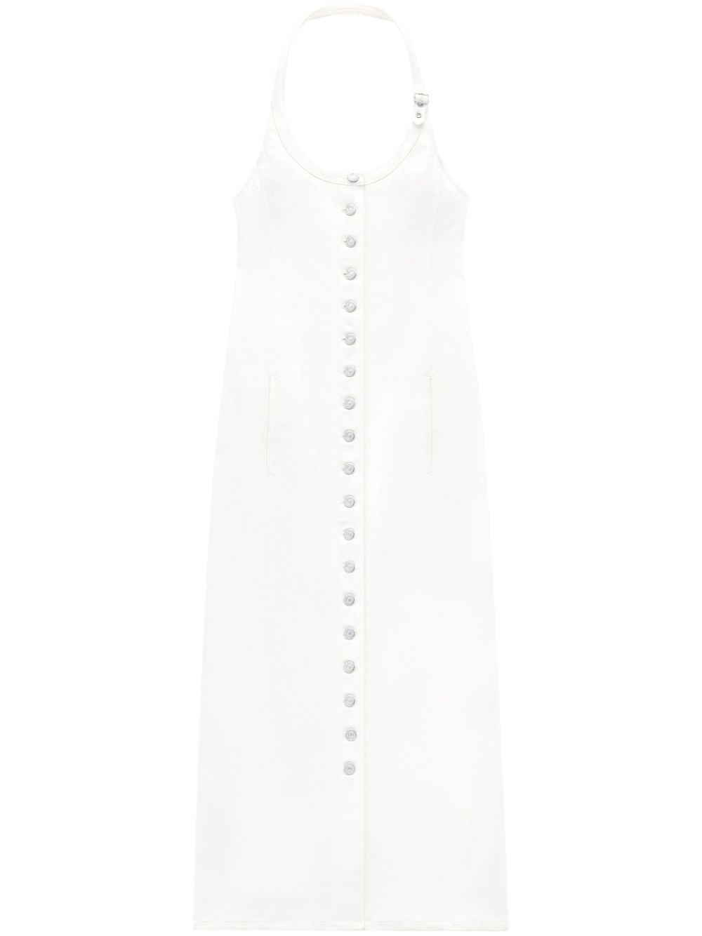 Courrèges halterneck denim dress - White von Courrèges