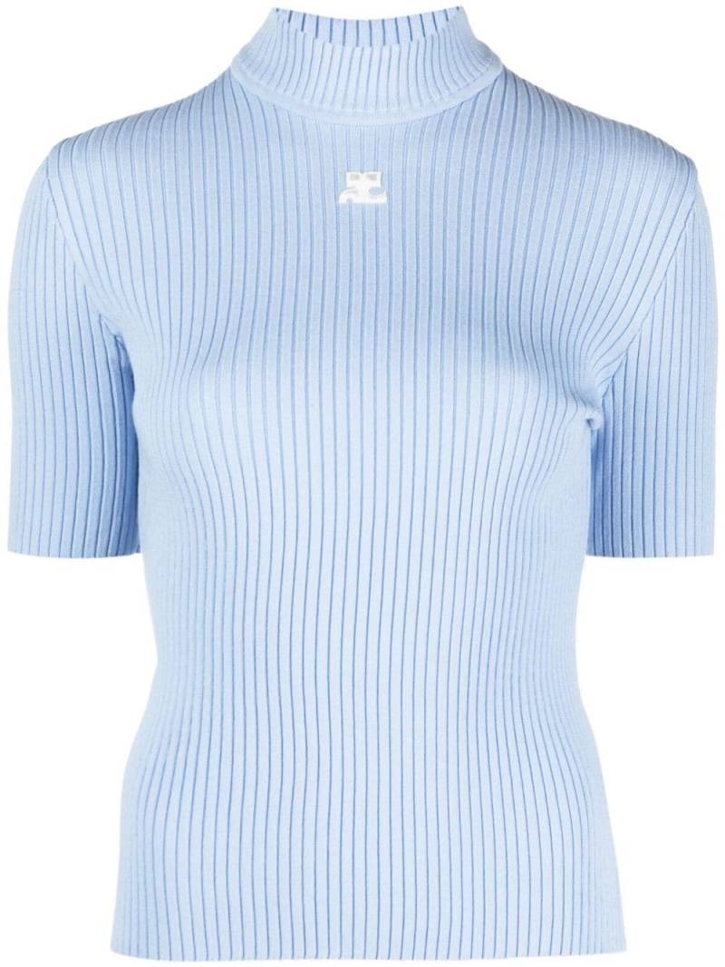 Courrèges high-neck rib knit top - Blue von Courrèges