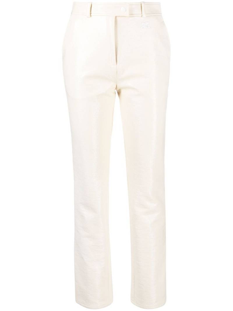 Courrèges high-shine straight trousers - Neutrals von Courrèges