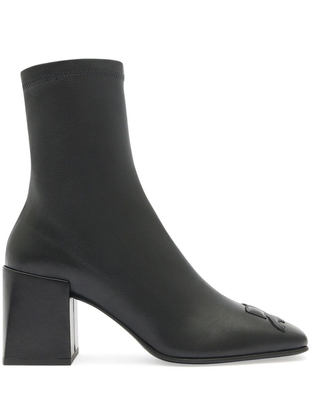 Courrèges leather block-heel ankle boots - Black von Courrèges