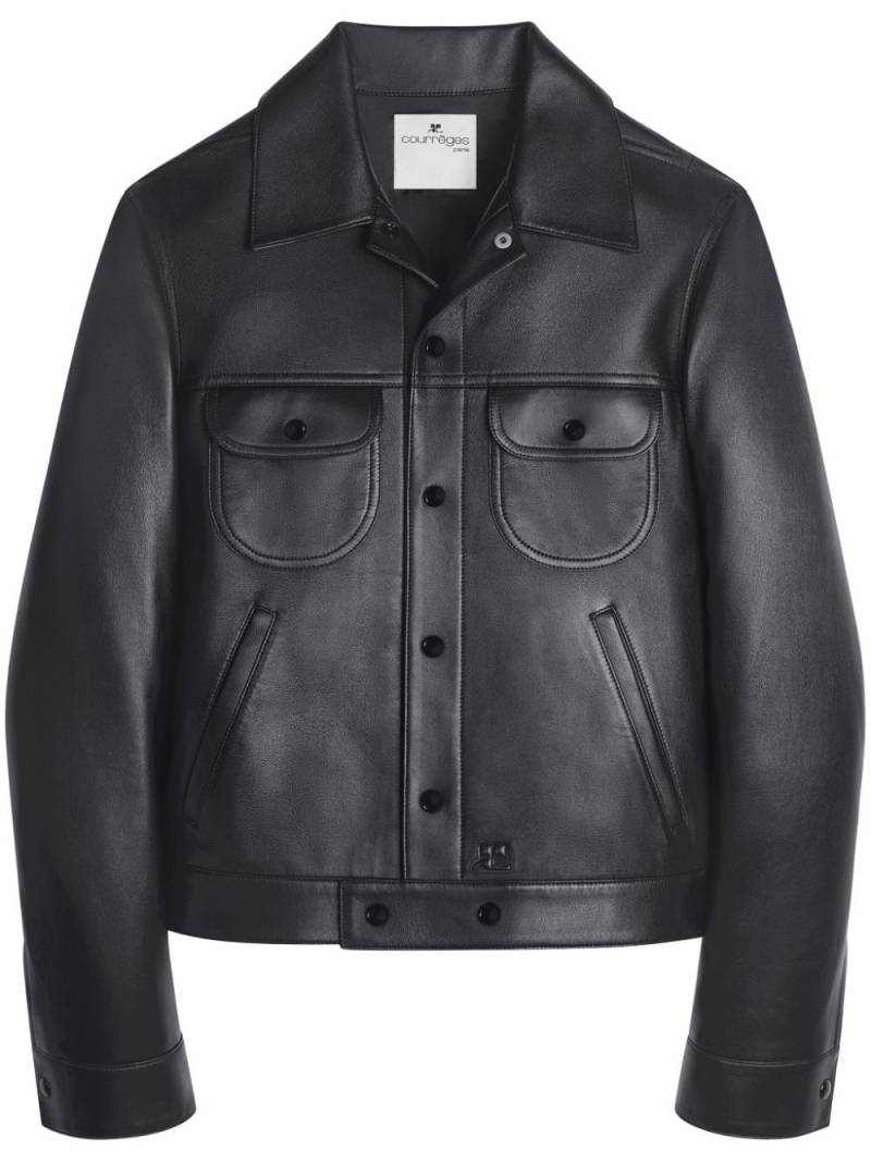 Courrèges leather shirt jacket - Black von Courrèges