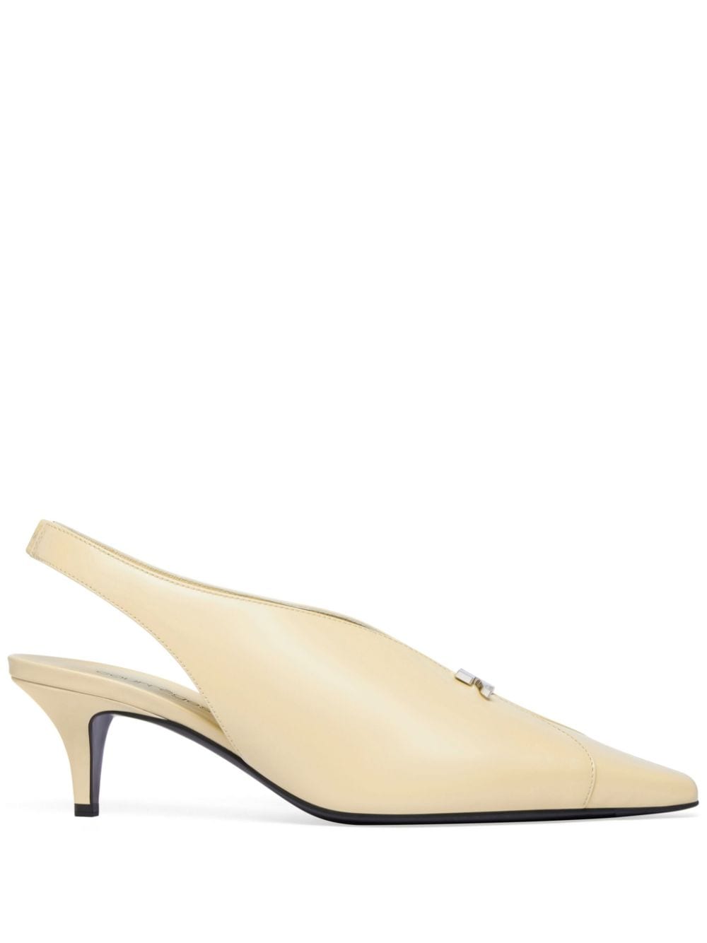 Courrèges leather slingbacks with logo plaque - Neutrals von Courrèges