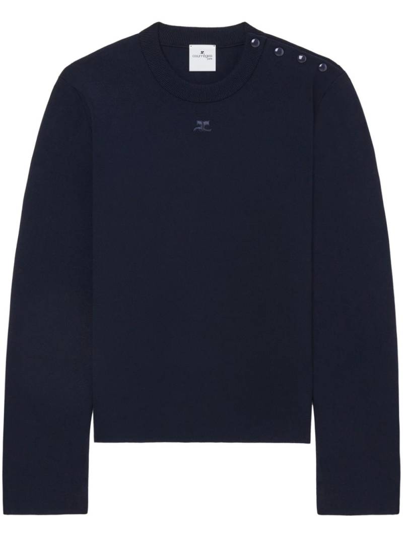 Courrèges logo-appliqué cotton sweatshirt - Blue von Courrèges