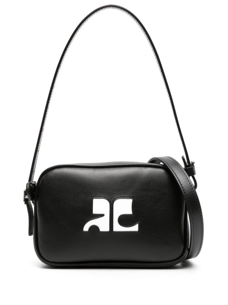 Courrèges logo-appliqué leather shoulder bag - Black von Courrèges