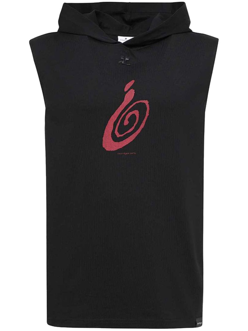 Courrèges logo-appliqué sleeveless hoodie - Black von Courrèges