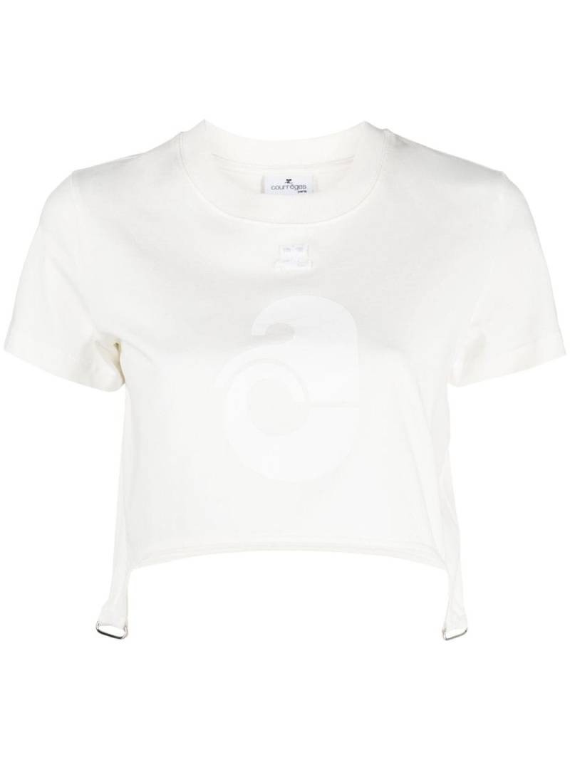 Courrèges logo cropped T-shirt - White von Courrèges