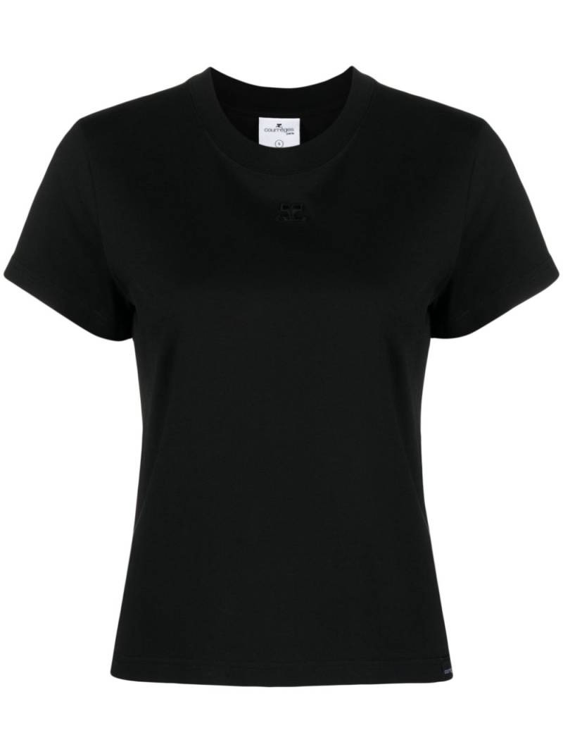 Courrèges logo-embroidered cotton T-shirt - Black von Courrèges