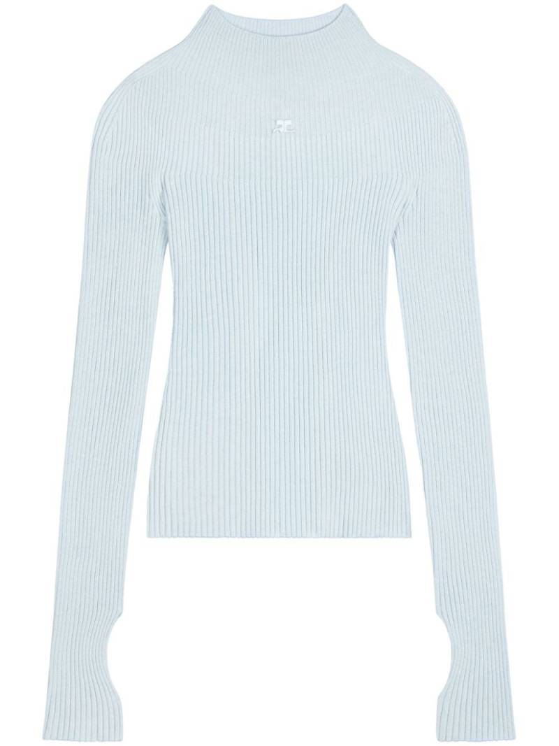 Courrèges logo-embroidered cotton-blend jumper - Blue von Courrèges