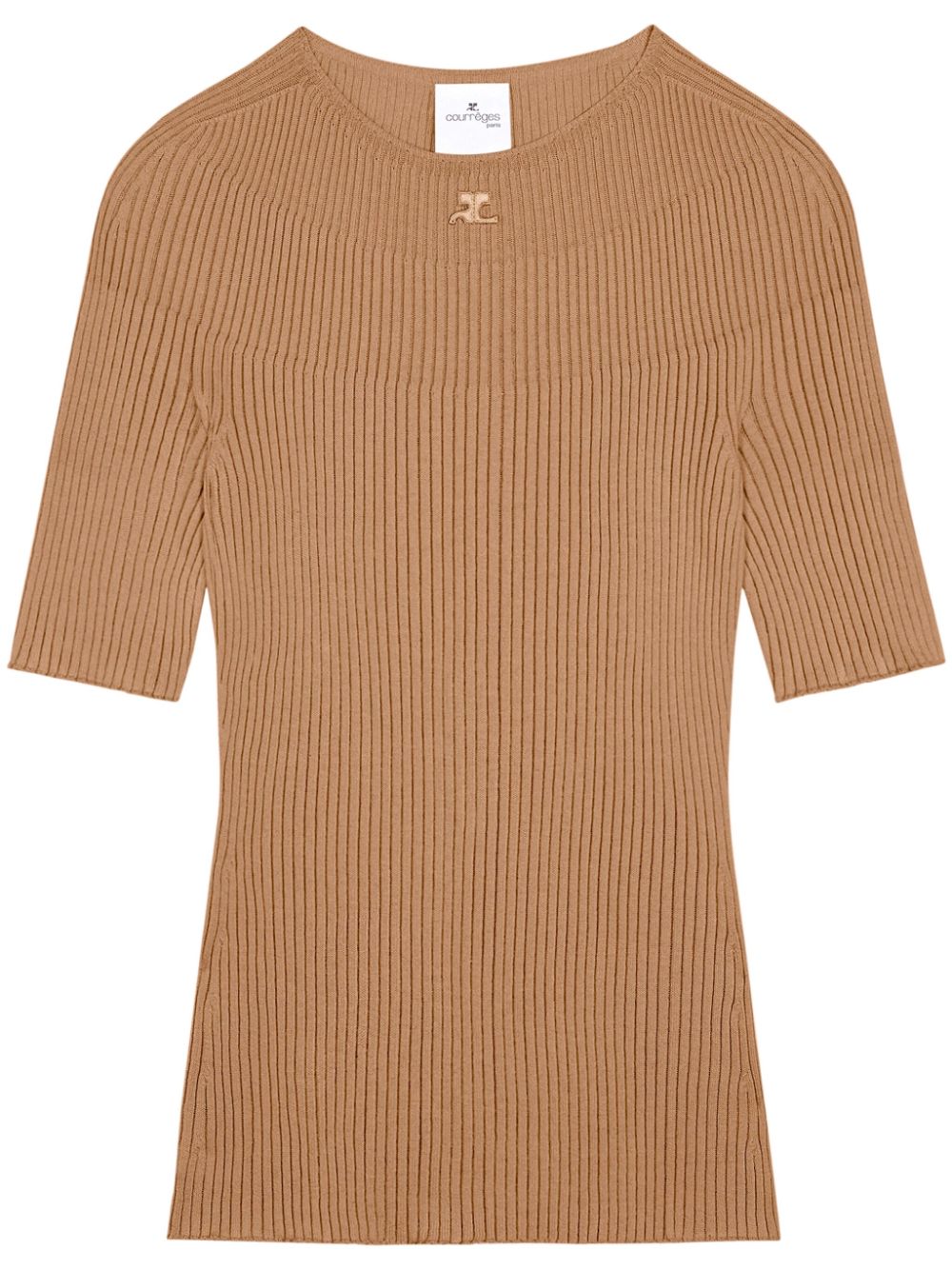 Courrèges logo-embroidered cotton-blend jumper - Brown von Courrèges