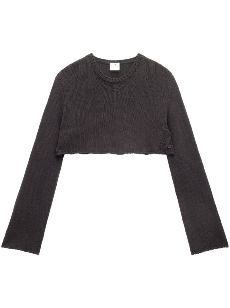 Courrèges logo-embroidered cropped jumper - Black von Courrèges