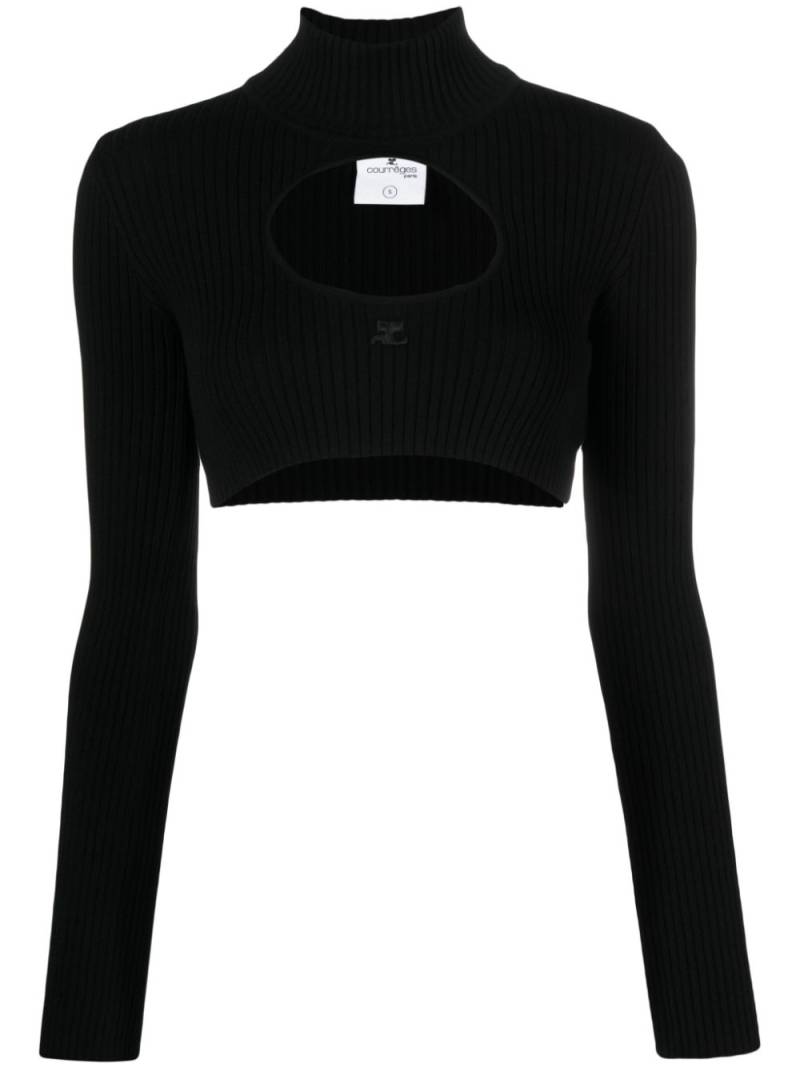 Courrèges logo-embroidered cut-out jumper - Black von Courrèges