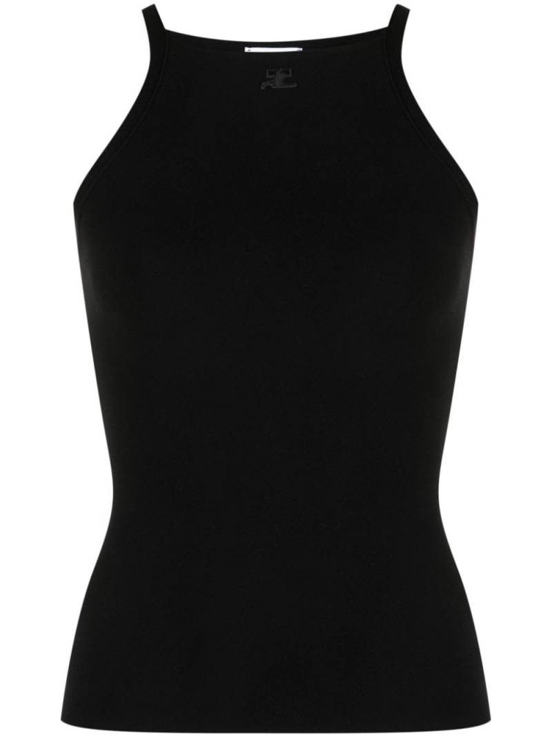 Courrèges logo-embroidered fine-knit top - Black von Courrèges