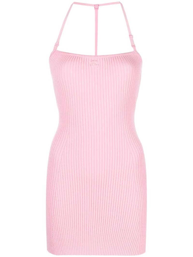 Courrèges logo-embroidered halterneck minidress - Pink von Courrèges