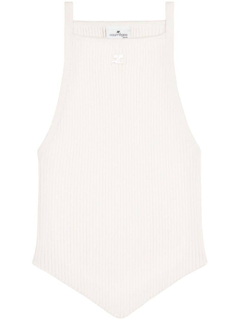 Courrèges logo-embroidered knitted top - White von Courrèges