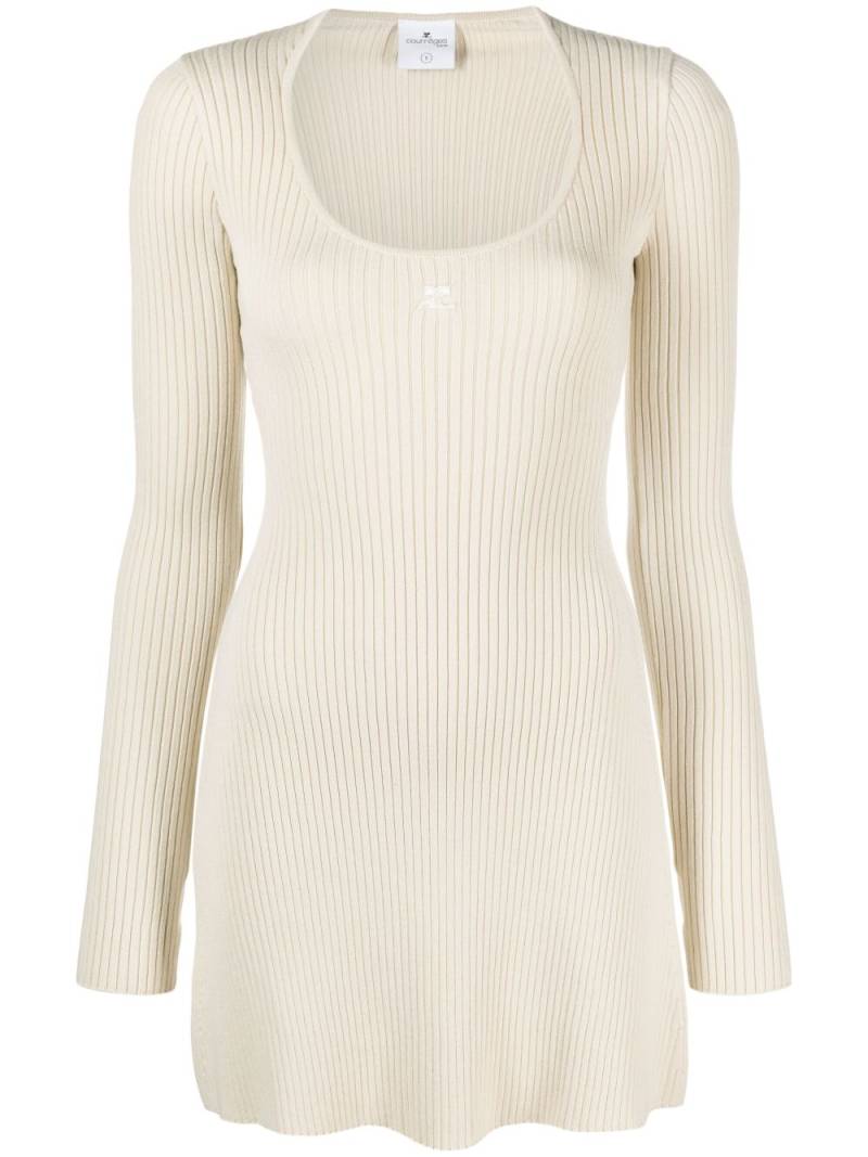 Courrèges logo-embroidered rib knit dress - Neutrals von Courrèges