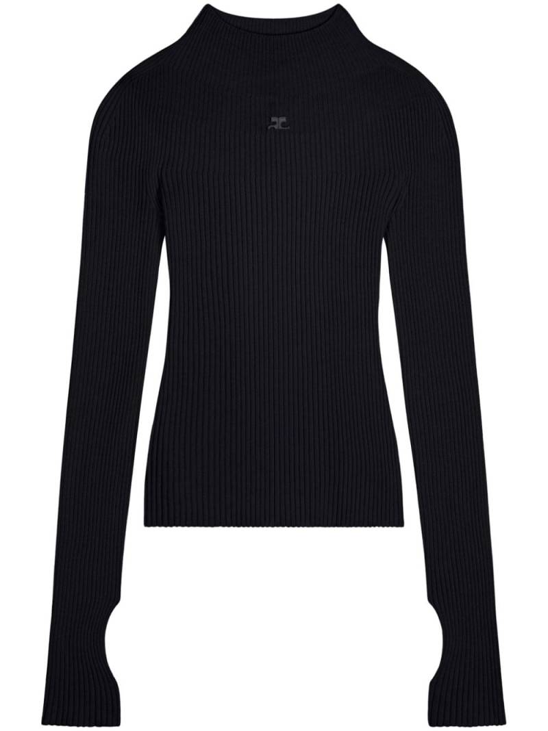 Courrèges logo-embroidered ribbed jumper - Black von Courrèges