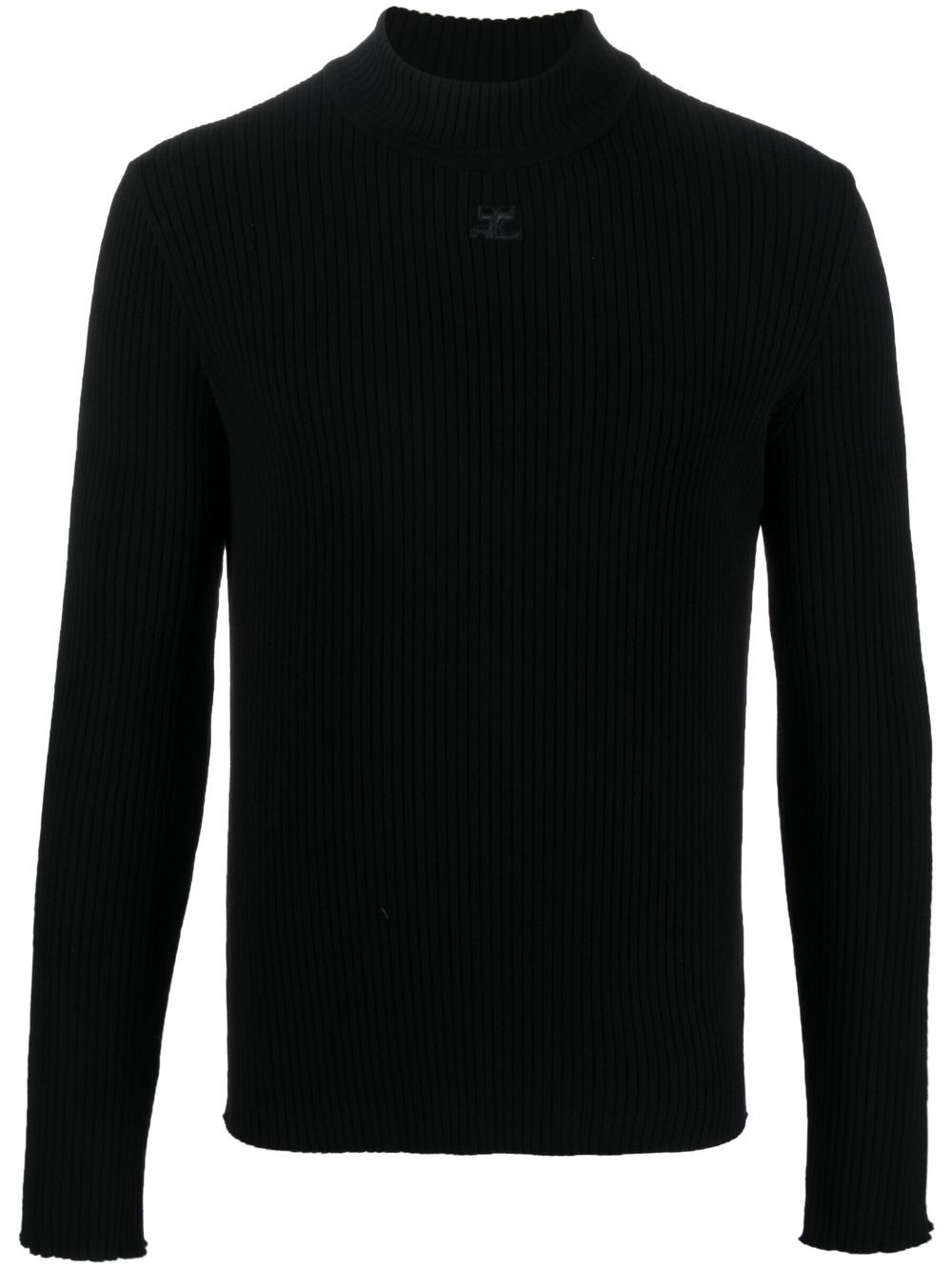 Courrèges logo-embroidered ribbed-knit jumper - Black von Courrèges