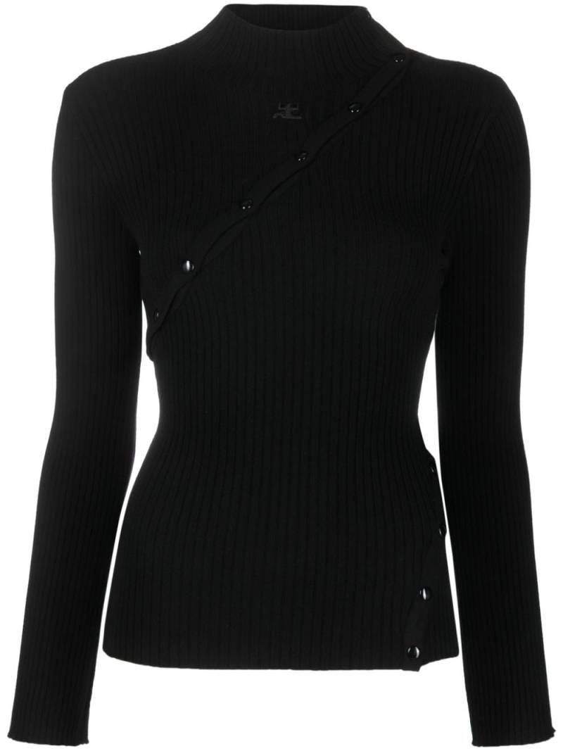 Courrèges logo-embroidered ribbed-knit jumper - Black von Courrèges