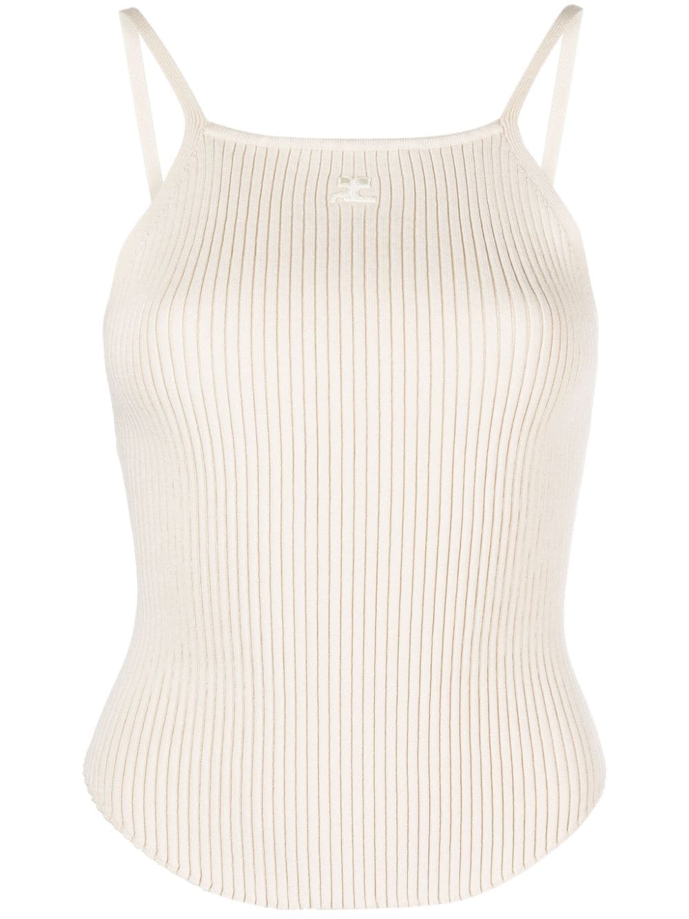 Courrèges logo-embroidered ribbed tank top - Neutrals von Courrèges