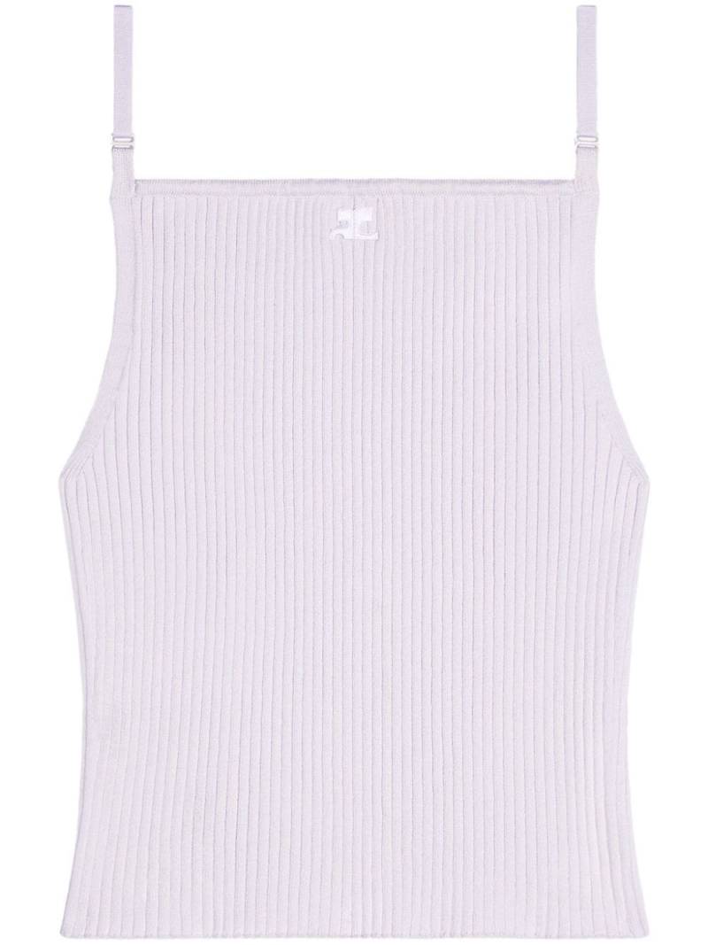 Courrèges logo-embroidered ribbed tank top - Neutrals von Courrèges