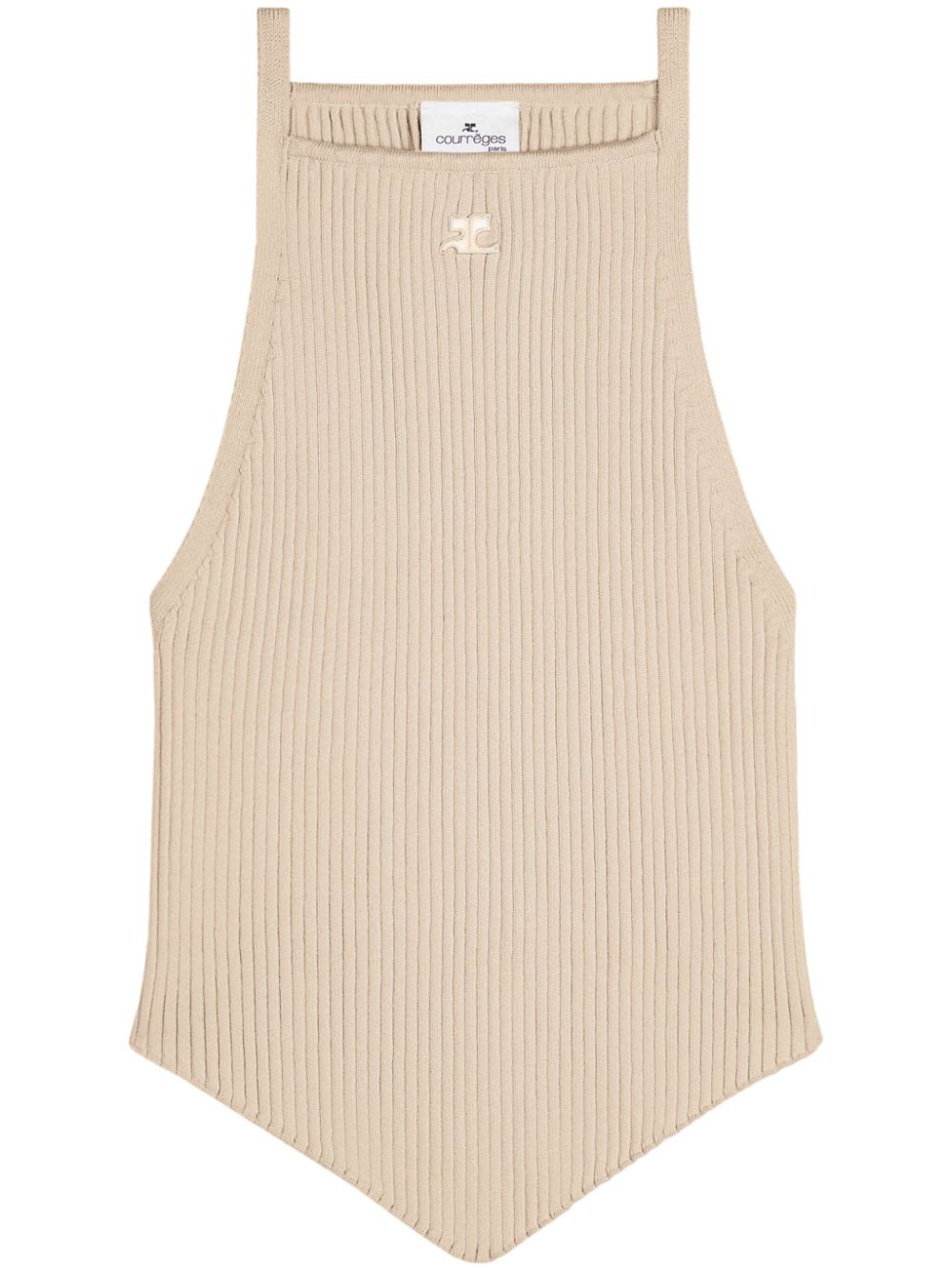 Courrèges logo-embroidered ribbed top - Neutrals von Courrèges