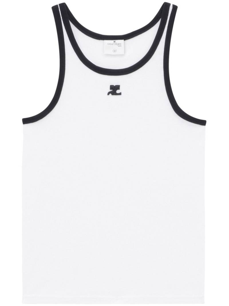 Courrèges logo-embroidered round-neck tank top - White von Courrèges