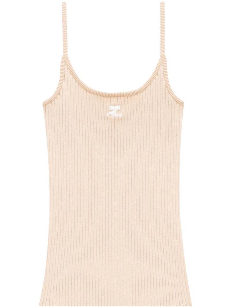 Courrèges logo-embroidered tank top - Neutrals von Courrèges