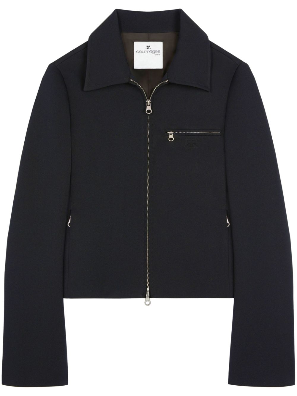 Courrèges logo-embroidered zip-fastening twill jacket - Black von Courrèges