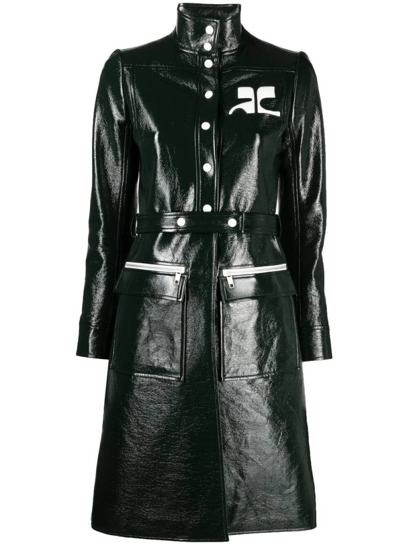 Courrèges logo patch belted coat - Green von Courrèges