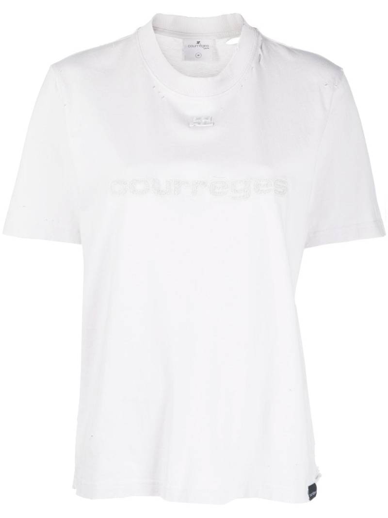 Courrèges logo-patch cotton T-shirt - White von Courrèges