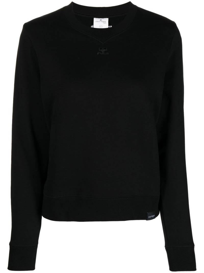 Courrèges logo-patch cotton sweatshirt - Black von Courrèges