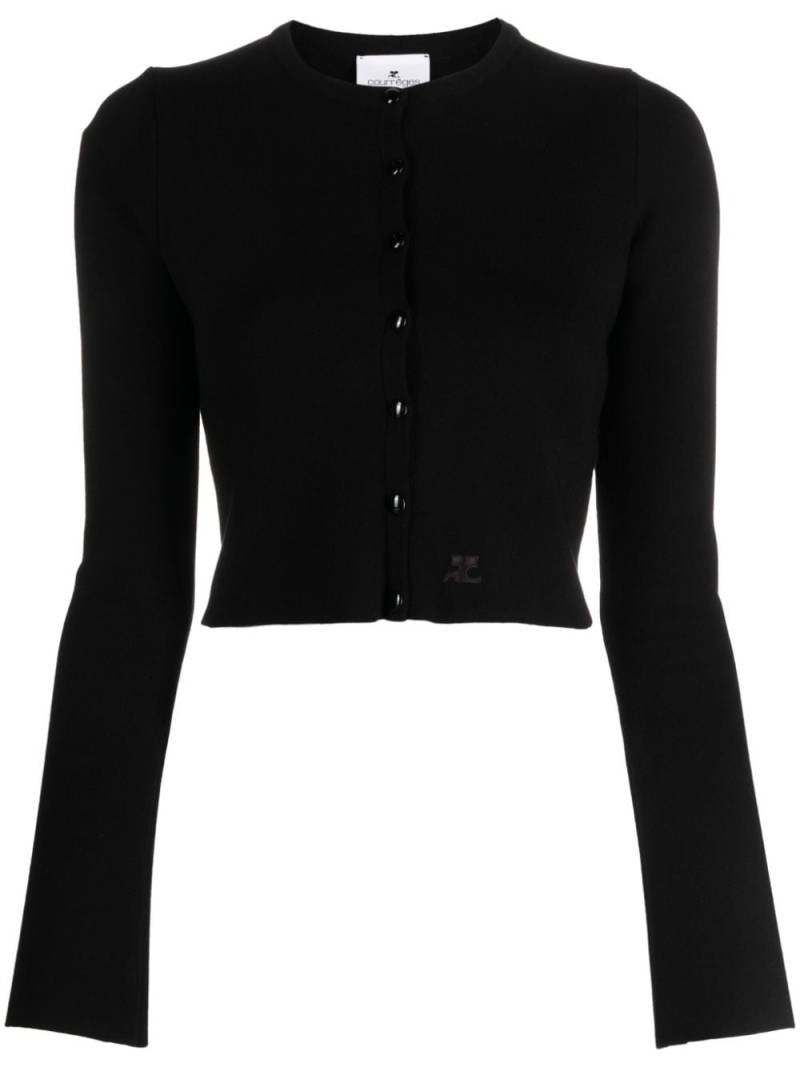 Courrèges logo-patch cropped cardigan - Black von Courrèges