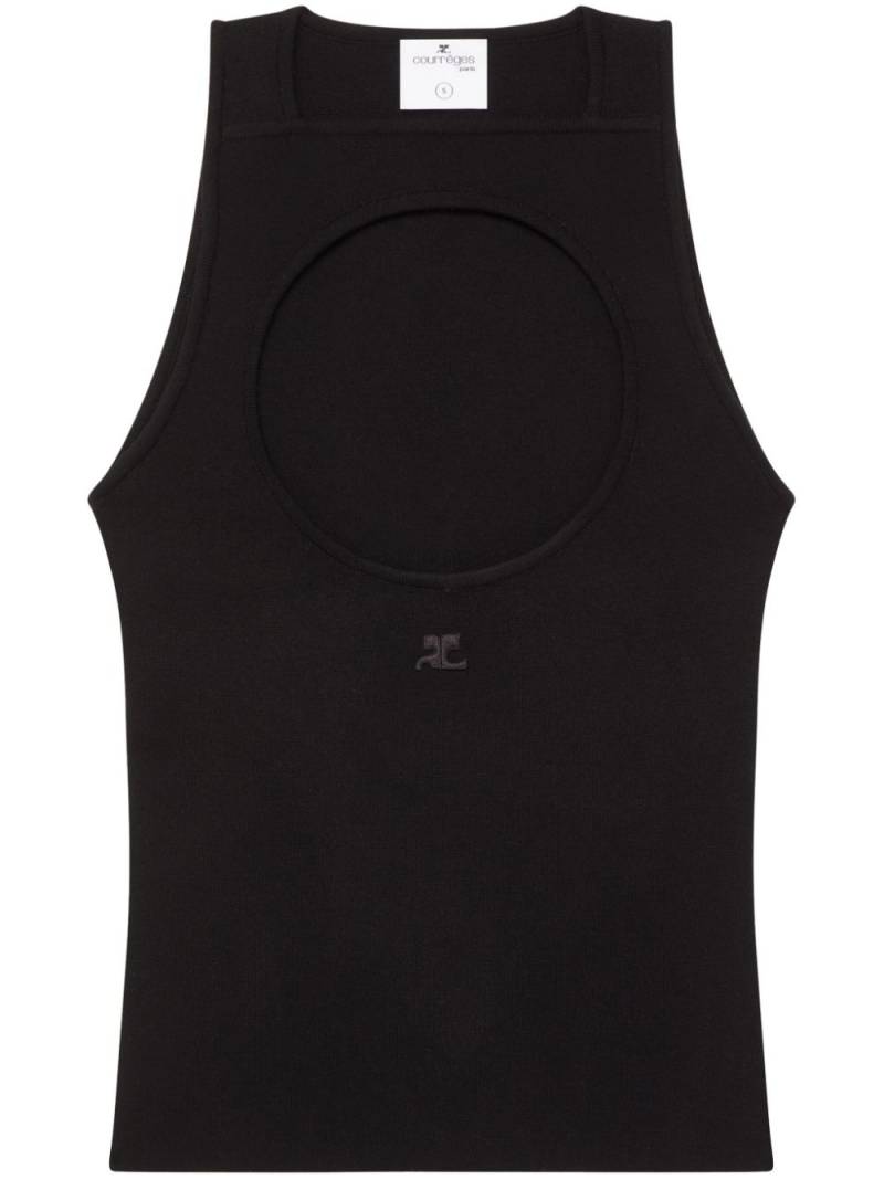 Courrèges logo-patch cutout tank top - Black von Courrèges