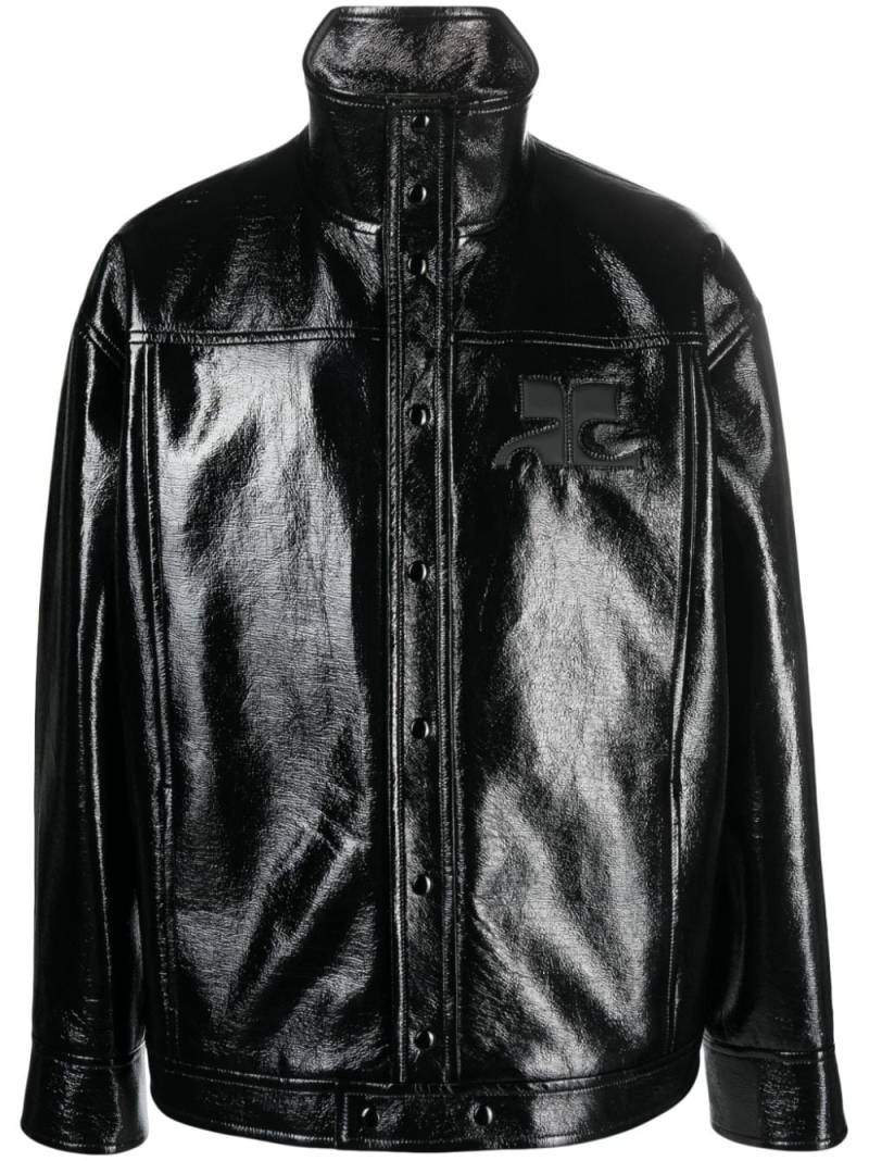 Courrèges logo-patch faux-leather jacket - Black von Courrèges