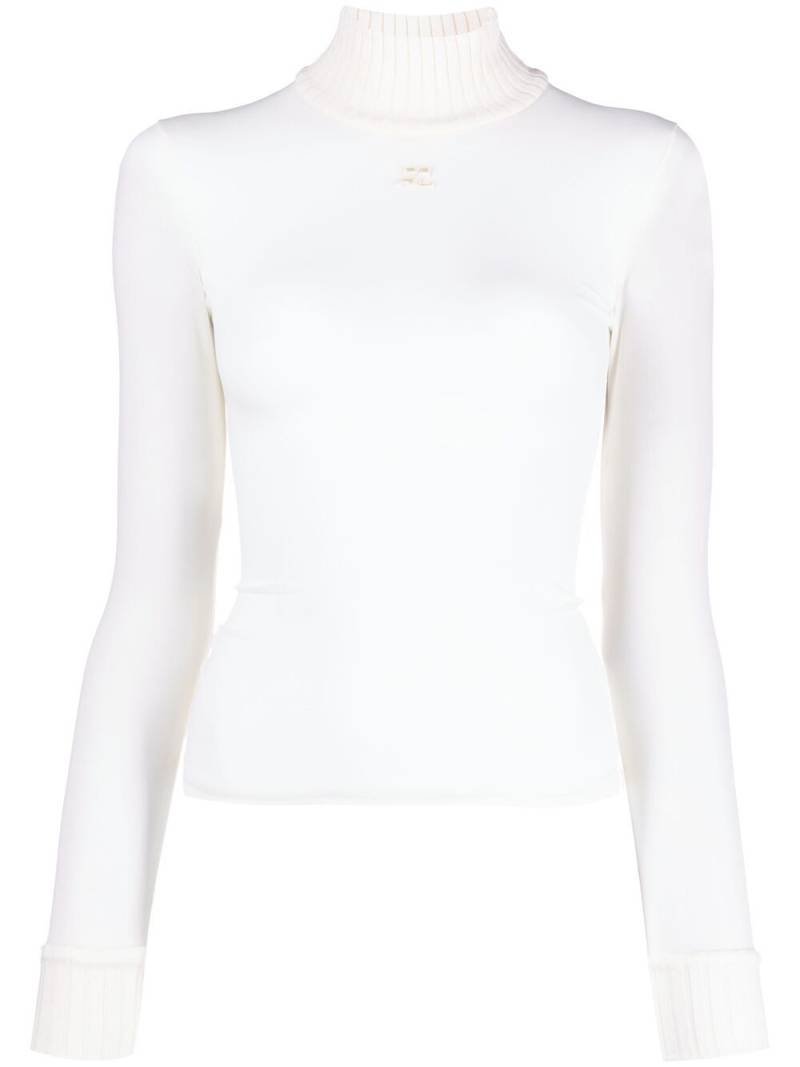 Courrèges logo-patch high neck jumper - Neutrals von Courrèges