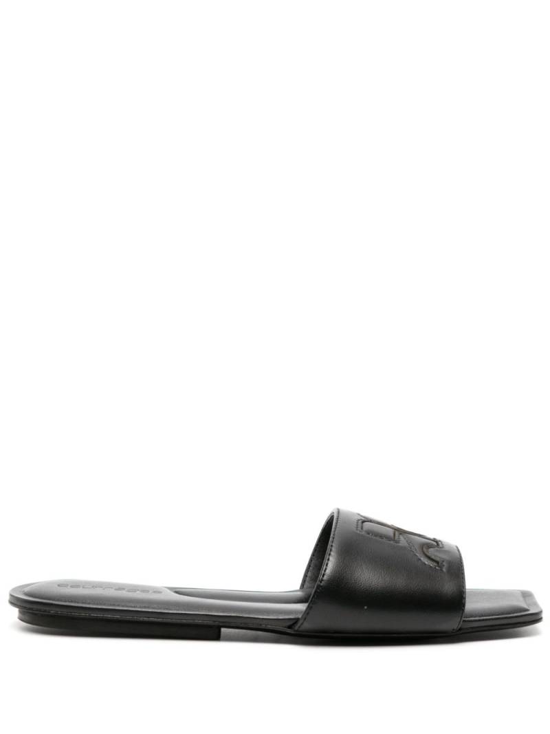 Courrèges logo-patch leather slides - Black von Courrèges