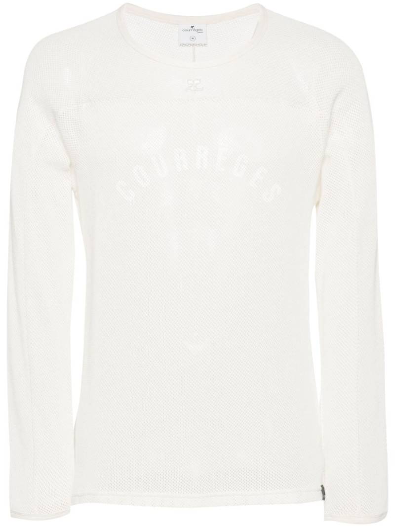 Courrèges logo-patch mesh jumper - Neutrals von Courrèges