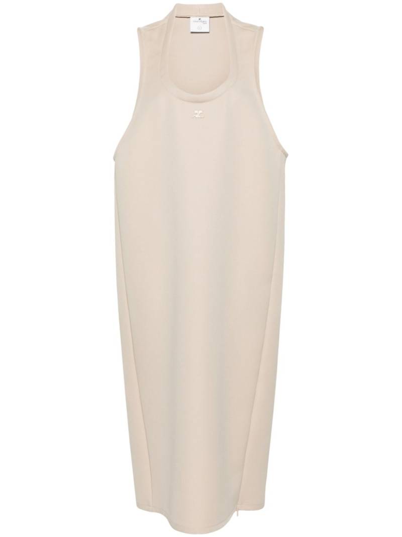 Courrèges logo-patch midi dress - Neutrals von Courrèges