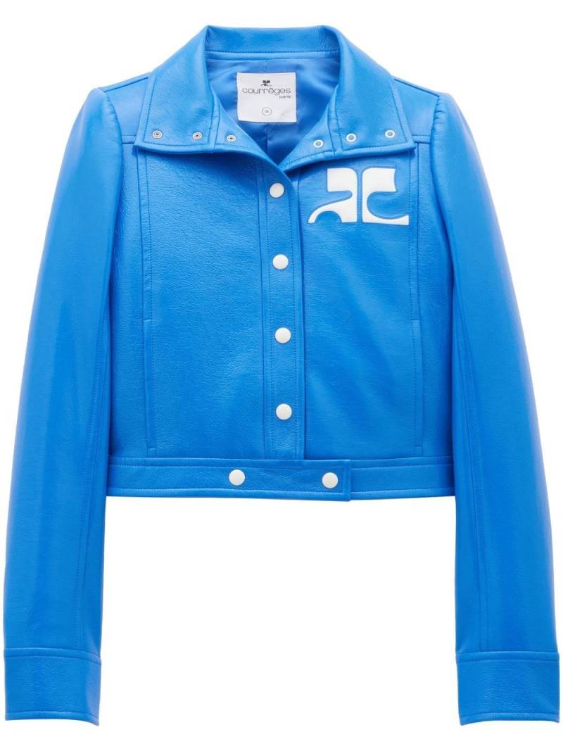 Courrèges logo-patch press-stud jacket - Blue von Courrèges