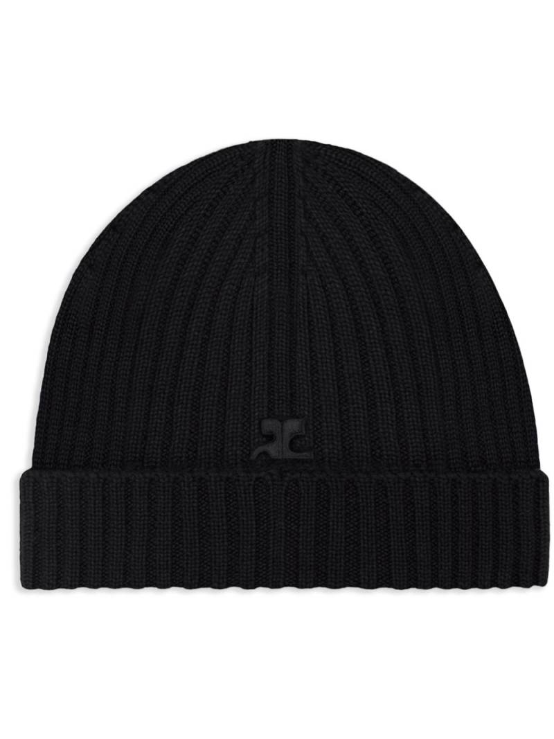 Courrèges AC logo wool beanie - Black von Courrèges