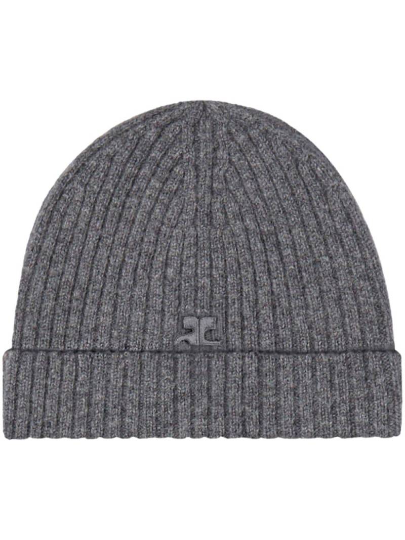 Courrèges AC logo wool beanie grey von Courrèges