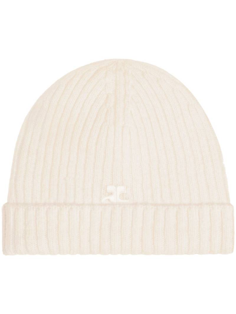 Courrèges AC logo wool beanie - Neutrals von Courrèges