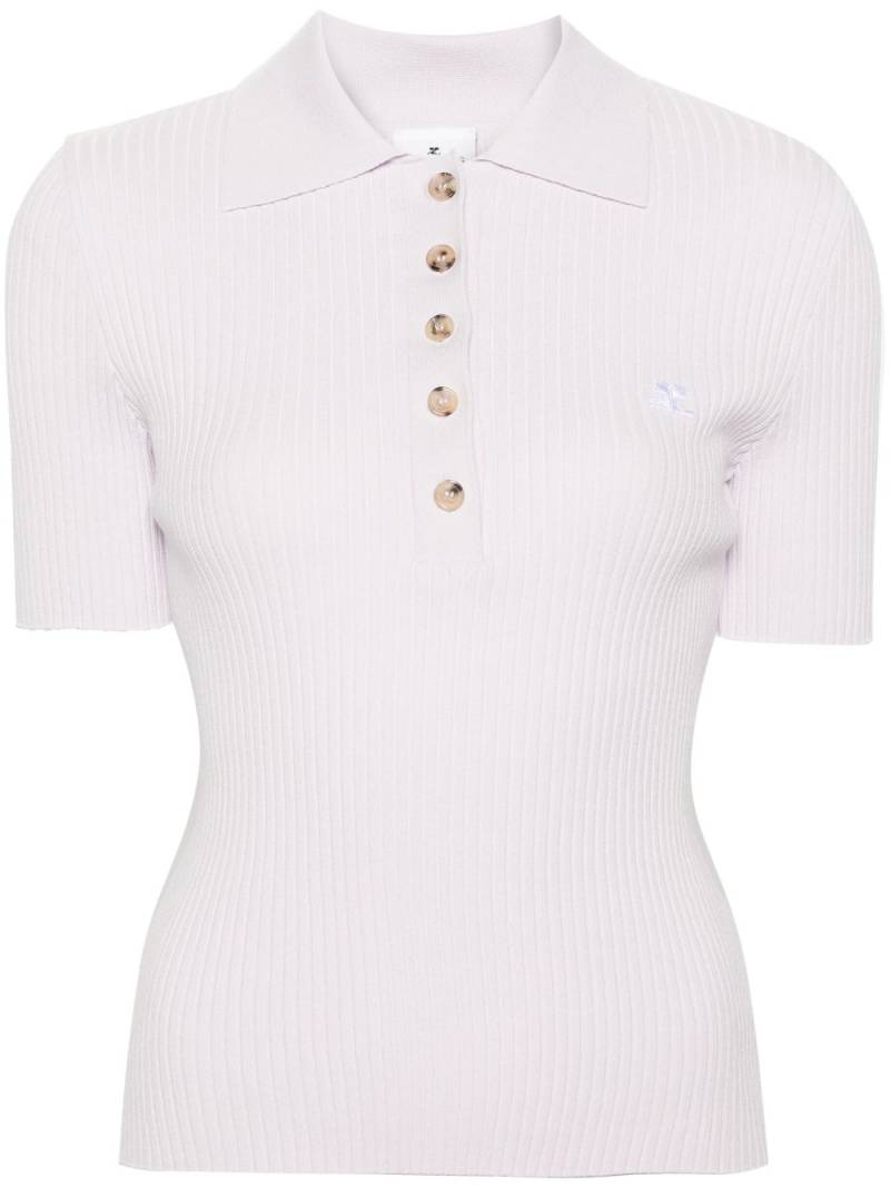 Courrèges logo-patch ribbed polo top - Purple von Courrèges