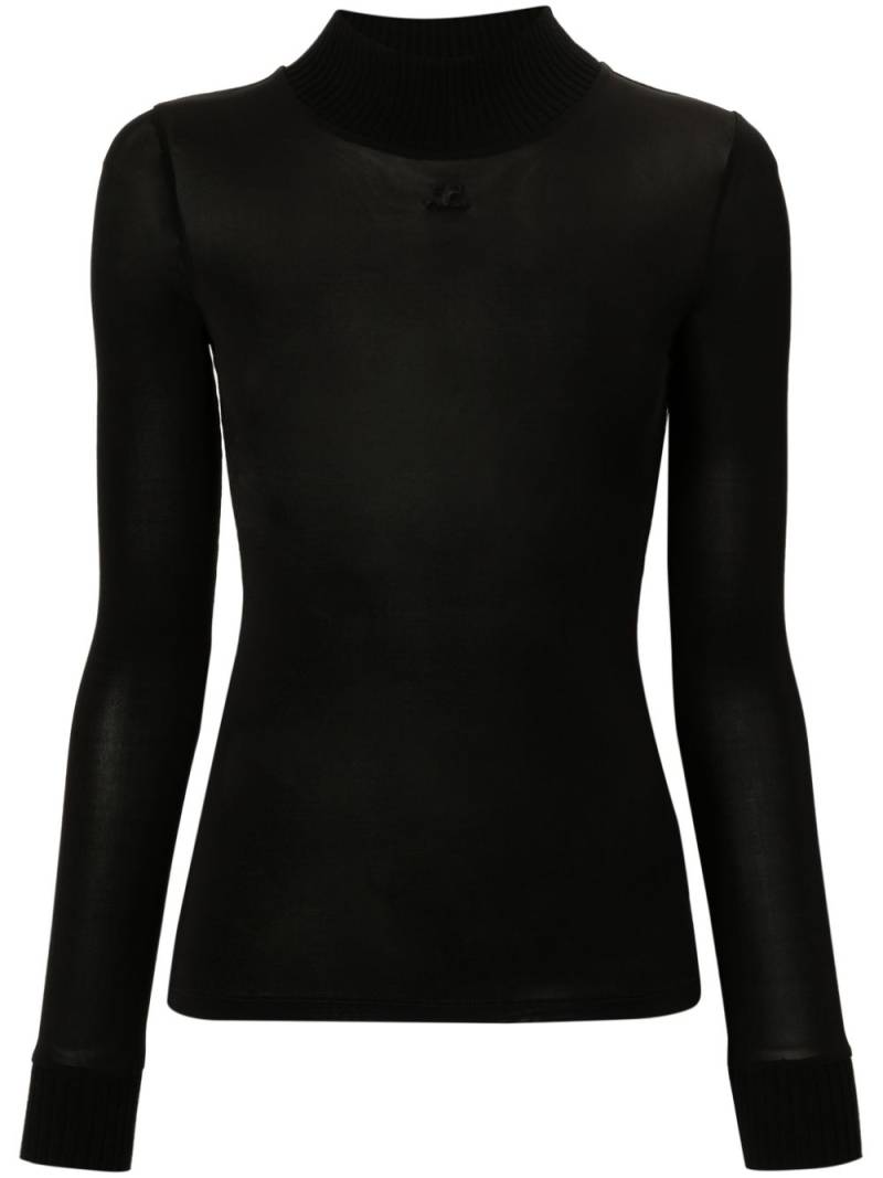 Courrèges logo-patch roll-neck top - Black von Courrèges