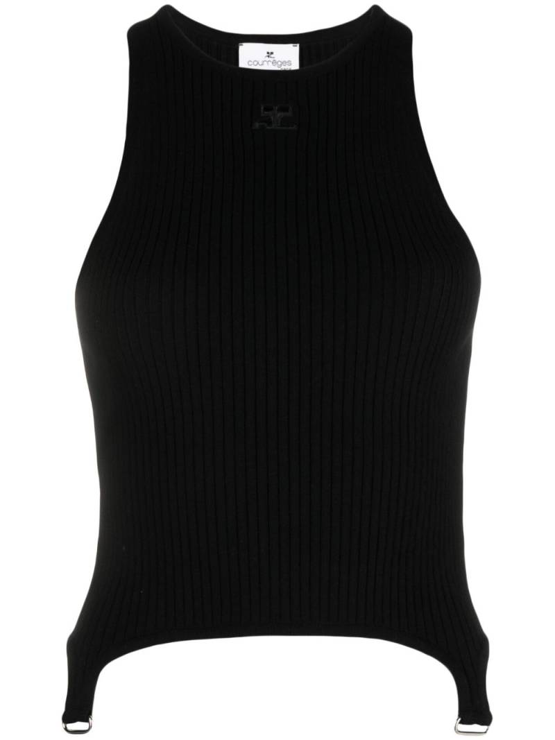 Courrèges logo-patch sleeveless knit top - Black von Courrèges