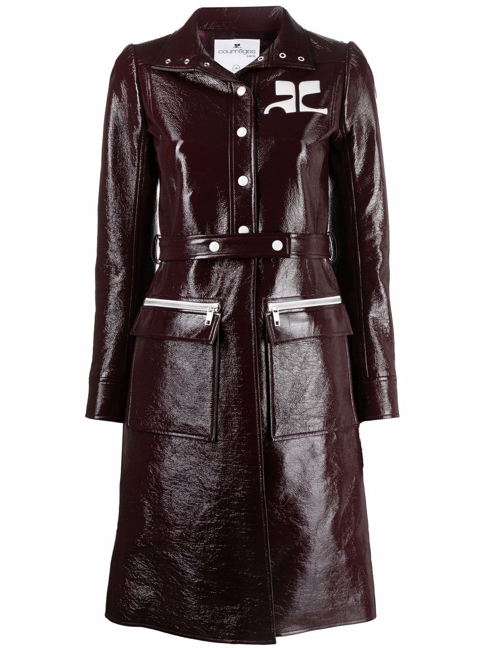 Courrèges logo-patch trench coat - Purple von Courrèges