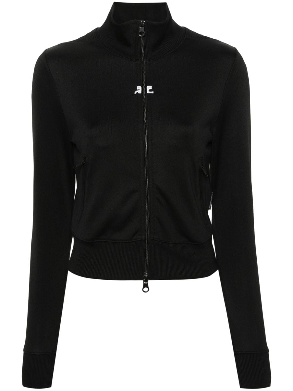 Courrèges logo-patch zip-up sweatshirt - Black von Courrèges