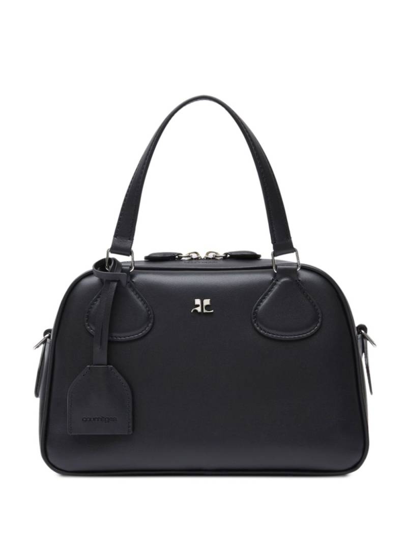 Courrèges logo plaque leather bowling bag - Black von Courrèges